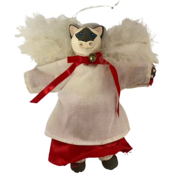 Cat Kitten Angel Handmade Christmas Ornament Hanging  Duffus Lizzy Torres VTG - Picture 2 of 7